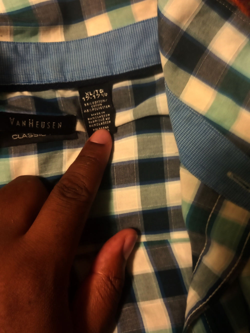 Van Heusen Men's Blue and White Plaid Button-Down Shirt